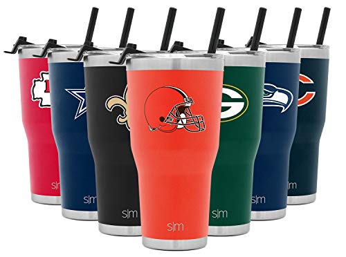 Image of Simple Modern Officially Licensed NFL Cleveland Browns Tumbler with Straw and Flip Lid | Insulated Stainless Steel 30oz Thermos | Cruiser Collection | Cleveland Browns