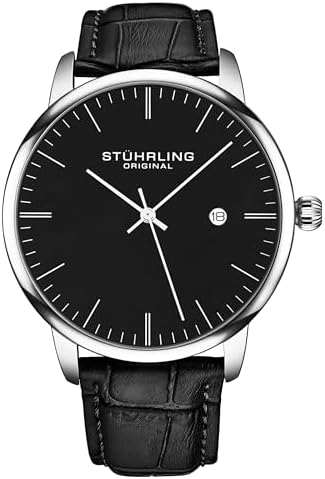 Stuhrling Original Men’s Watch Black Dial Dress Watch 40mm, Ultra...