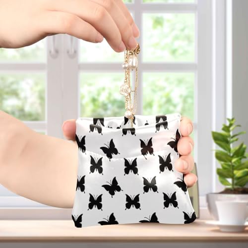 Black Butterfly Silhouette Coin Purse Leather Pouch Change Purse, Squeeze Coin Pouch for Cards, Keys & Lipsticks, Unisex4