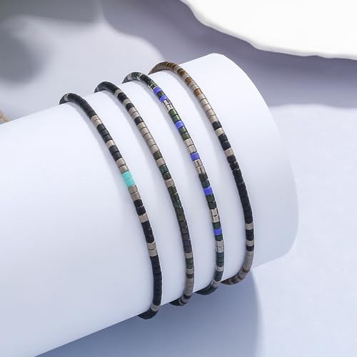Image of KELITCH Boho Women Crystal Shell Beaded Friendship Bracelets Handmade Strand Bracelet Bangles Jewelry