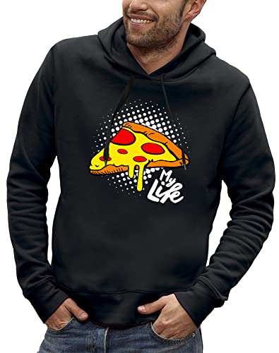 Sweat à capuche pizza pour homme vêtement décontracté gris
