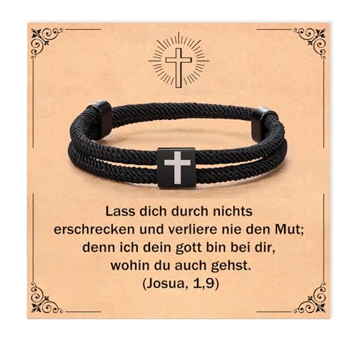 YIBONIKA Kreuz Armband für Jungs, Jesus Armband Christliche Geschenke, Christus Cross Geschenkideen Taufe Geburtstagsgeschenke für Teenager Sohn Enkel Konfirmation Erstkommunion Ostern katholisch