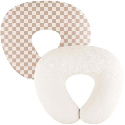 MairMore 2 Pack Muslin Baby Nursing Pillow Covers，Cover Only