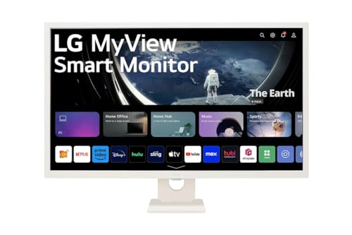 Image of LG 32SR50F-W 32 inch Full HD (1920 x 1080) IPS Smart Monitor with webOS, ThinQ Home Dashboard, AirPlay 2, Screen Share, Bluetooth, 2xHDMI, 2xUSB, Remote Control, White