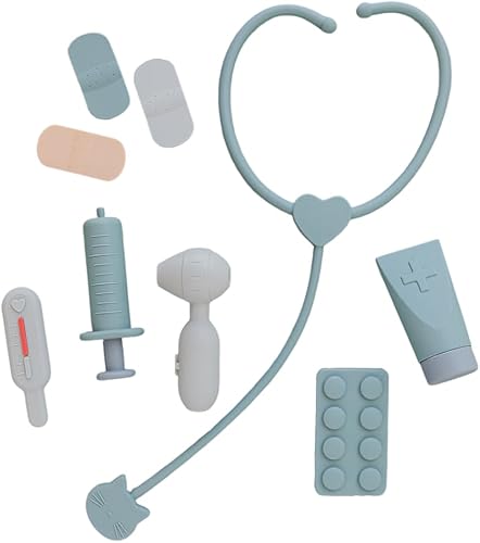 RayPlay 9 piezas 100% silicona realista juguete doctor kit para niños  juego de simulación preescolar para niños  Kit de doctor para niños pequeños