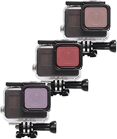 3 in 1 Snorkel Diving Underwater Red/Pink/Purple Lens Filter in Seawater & Freshwater Compatible with Waterproof Official Housing of GoPro Hero (2018), GoPro Hero 7 Black, 6, 6 Black, Hero 5, 5 Black