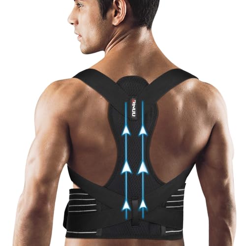 ZINUU Posture Corrector Men and Women, Back Brace Posture Corrector with Adjustable Breathable Upper Back Straightener for Relief Back Pain and Posture Correction (Waist 27'-47')