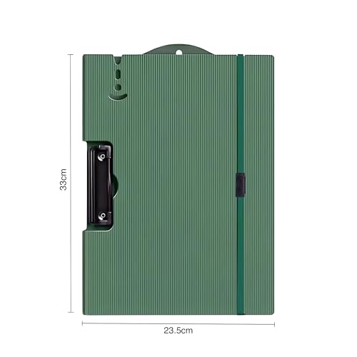 Image of oddpod Horizontal A4 Plastic Clipboard with Elastic Strap /Multi-Function Document Paper Storage File Folder with Outer Cover for Students & Professionals - Patina Green