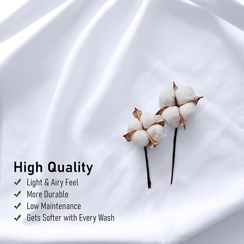 RUVANTI 100% Cotton Full Size Bed Sheets, 4 Pieces, Soft & Breathable Percale Weave Bedding, Deep Pocket 16", Hotel Standard, Crisp Cool Feel, Durable, Perfect Sheet Set Dyed, Bright White