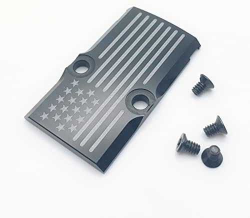 MUUP RMR Cover Plate for Glock 17 19 26 Cut Slides Anodized Aluminum Dot Flag Engraved (Black)
