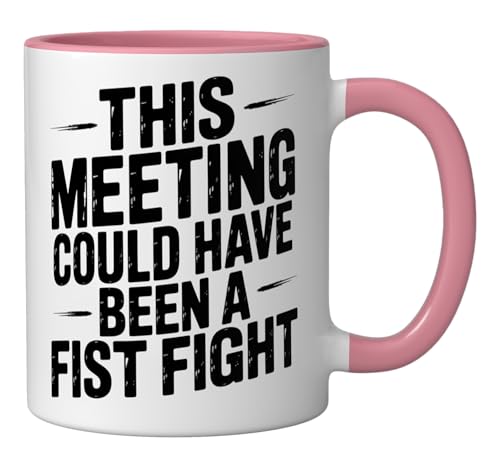 Taza de cerámica sarcástica para oficina rosa y blanca miniatura 2