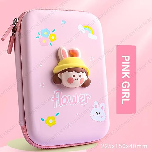 Image of Cartoon Theme 3D EVA Pencil Case, Multipurpose Zipper Pouch for Kids, Pen Bag for School, Girls, Stationery Storage Box (Flower Big Pouch)