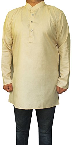 Maple Clothing camiseta para hombre mangas largas, de algodón, estilo de la India beige beige 46
