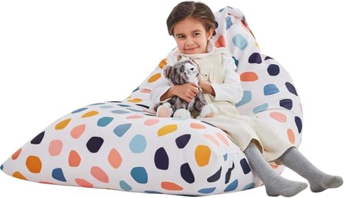 Nobildonna Stuffed Animal Storage Bean Bag Chair Cover for Kids Teens (No Filler) 250L Washable Large Beanbag Cover for Kids' Room Organizing Plush Toys or Home Living Room Textile,Pebble