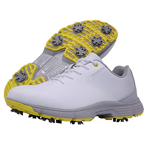 Image of THESTRON Men Golf Shoes Mesh Breathable Breathable Golf Walking Sport Sneakers 7 Spikes Golf Trainers