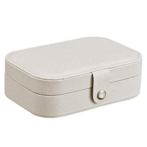 Jewellery Box Organiser, Small Travel PU Leather Jewelry Storage Case for Rings Earrings Necklace Bracelets, Double Layer Portable Travel Jewelry box Gift for Women,Girls