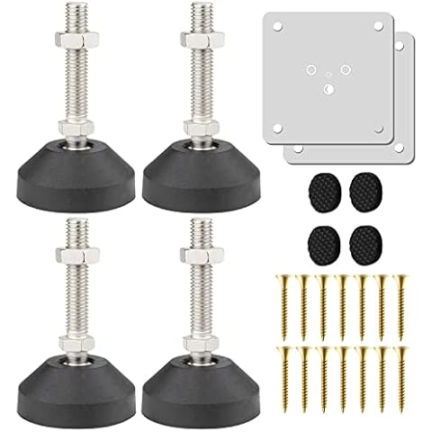 Adjustment Screw, Pack of 4, M10 x 50 mm, Adjustable Feet, Height Adjustment Screw, Floor Expansion Screw, Screw Foot for Table Legs, Chair Legs, Furniture Legs Cover