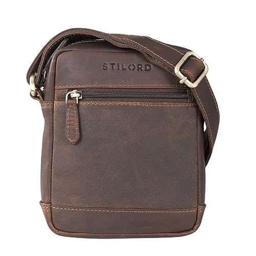 Bolso bandolera de cuero para hombre STILORD Björn, mariconera pequeña estilo vintage cognac