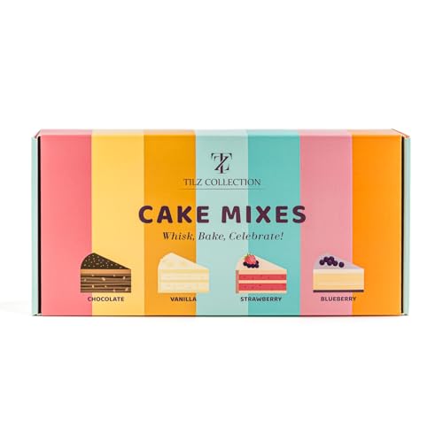 Cake Mix 4 Pack Cake Mixes Gift Set Mug Cake Mix Kids Baking Kit with Sprinkles & Icing |Variety of Vanilla Chocolate Strawberry & Blueberry Flavours |Easter Birthday Party Gift for Kids