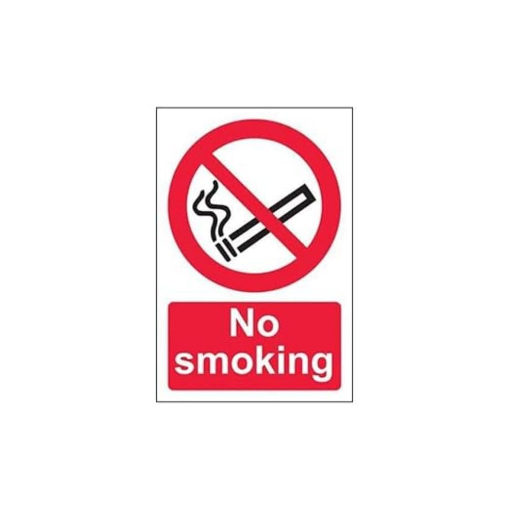 V Safety No Smoking Prohibition Sign - 300mm x 400mm - 2mm Rigid Plastic