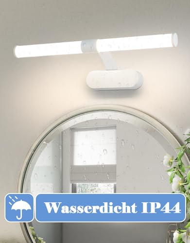 Homefire LED Spiegelleuchte Bad 40CM - Spiegellampe Badezimmer 6W Badleuchte Wand Wasserdicht IP44 Wandlampe Modern Neutralweiß 4000K Badlampe Weiß Wandleuchte für Keller Küche Badschrank