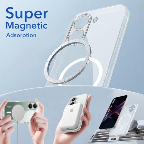 Image of Jkobi Lifetime Anti-Yellow MagSafe Compatible Clear Back Cover Case for Poco X7 Pro 5G (Sleek Hard Crystal | Shockproof and Camera Protection)