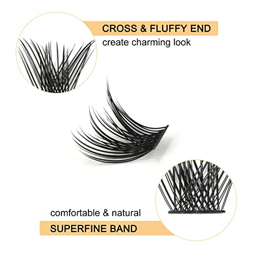 QUEWEL Individual Lashes 72 Pcs DIY Cluster Eyelashes C Curl Mixed 8-16MM Mega Matte Eyelashes Individual Volume False ELashes Soft & Light For Home Use(Flufy-C-Mix8-16mm) - Image 4