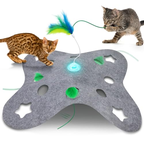 Giociv Interactive Cat Toy with Feather Wand & Tumbler Base