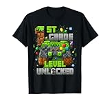1st Grade Level Unlocked Video Gamer Pixel Back to School T-Shirt