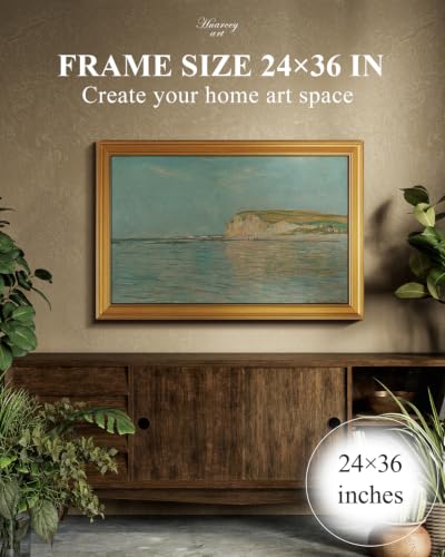 Image of Large Gold Framed Wall Art, Landscape Wall Decor - Endless Blue -24 x 36 IN