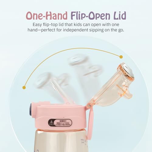 Image of BAYBEE AquaTots Sipper Water Bottle for Kids | Leak Proof Baby Sipper Bottle with Straw | BPA Free with Carry Handle | Insulated Drinking Sippy Water Bottle for School Kids (500ml, Pink)