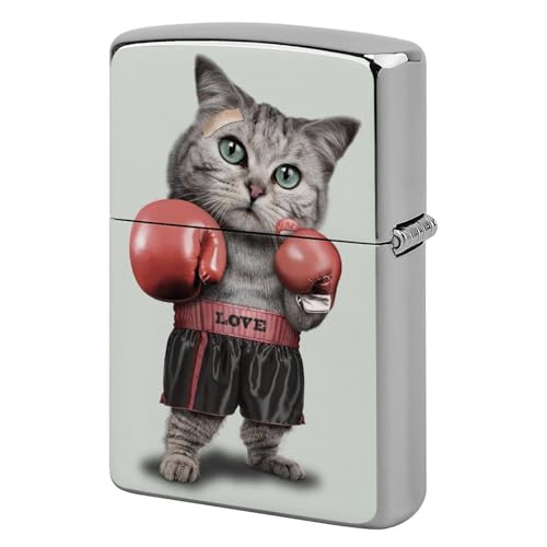 ライターケース ZIPPO/ジッポー兼用ケース ボクシングの猫 ジッポライターカバー 互換性のある 軽量 おしゃれ 両面プリント メンズ レディース 贈り物