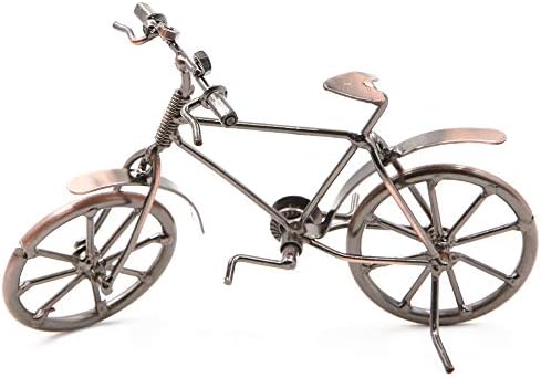 Vintage Metal Bicycle Ornaments Desktop Crafts Ironwork Bike Figurines Bike Miniature Home Decoration for Children Toys Gifts (Red Copper)