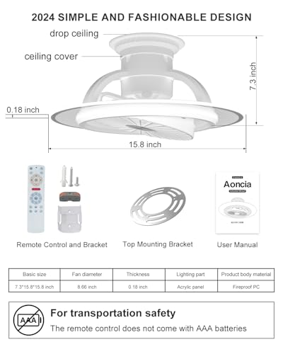 Aoncia CEILING FANS WITH LIGHTS AND REMOTE 8 Speeds Flush Mount Ceiling Fan thumb #7