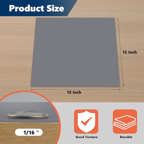 Image of WochiTV Gray Silicone Rubber Sheet, 12 inch Wide x 1 /16 inch Thick x 12 inch Long Heat Resistant Rubber Mat for DIY Gaskets Material, Pads, Sealing, Cushion, Microwave Oven Protection