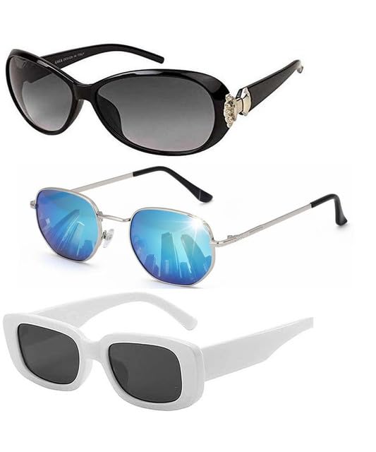 Y&S Unisex Goggle Combo| Combo Offer Pack of Branded Latest Stylish| Black Butterfly Blue Hexagonal White Candy for Men and Women with Box|3-1188