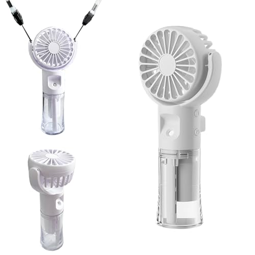 WUDEUI Mini draagbare ventilator, handheld vernevelende oplaadbare ventilatoren, 4 snelheden verstelbare koeling handheld spuitventilator voor zomer buiten reizen make-up thuis kantoor camping