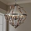 Saint Mossi 6-Lights Stardust Distressed Oak Finish Farmhouse Chandelier Light Fixture,Rustic Globe Chandelier Style,Globe Pendant Light Farmhouse Pendant Light Fixtures,H29 x D21,Chain Adjustable