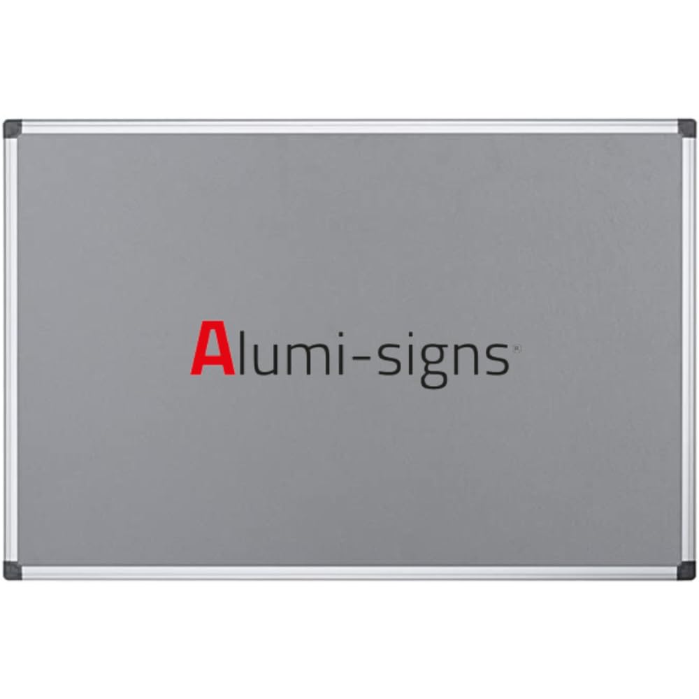 Alumi-Signs Wall-Mounted Grey Felt Notice Board with Aluminium Frame (45cm X 60cm)