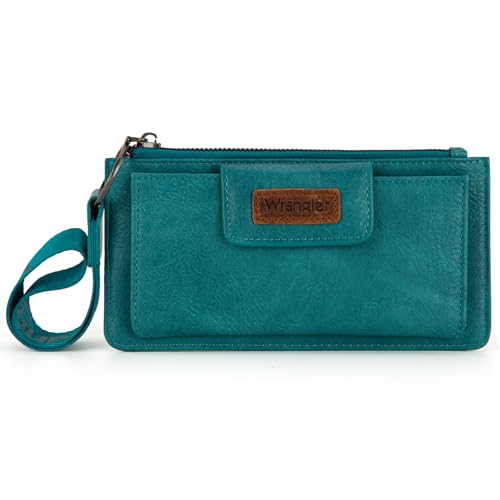 Image of Montana West X Wrangler Wallet for Women Ladies Female Card Cases & Money Organizers Wristlet with Wallet Large Clutch with Coin Purse Smooth Zipper and Rfid Lining