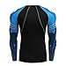 Compression Shirt Men Athletic Running Workout Gym Shirts Long Sleeve Color Block Sports Base Layer T-Shirt Tops Blue
