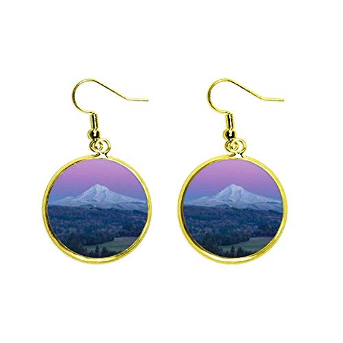 Pendientes dorados gota monte blanco morado azul cielo ideales para cenas y eventos de mujer