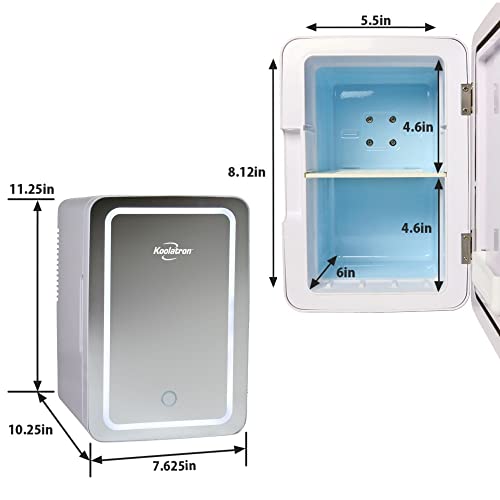 Koolatron Cosmetics Fridge W/Lighted Makeup Mirror, 6L Portable Skincare Refrigerator W/Led Ring Light, 12 Volt Dc And 110 Volt Ac Cords, Beauty Serum, Face Mask, Home, Travel, Hotel, Dorm, Office #TOP7