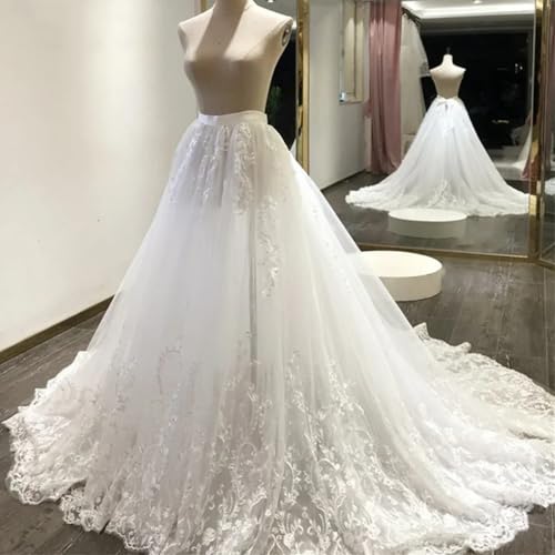 5 Layers Gorgeous Wedding Dress Detachable Train White Overskirt Bridal Tulle Overlay Skirt2