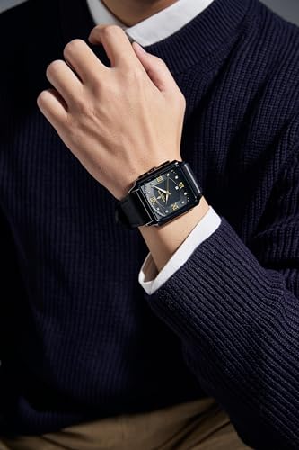 Image of London Fog Mayfair Collection Analog Watch for Men with Square Dial, Crystal Hour Accents, Date Display, Quartz Movement and Leather Strap - LFM10004