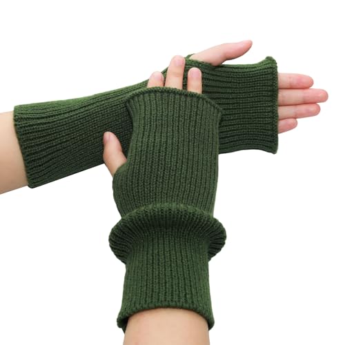 Lilaly Arm Warmers, Therian Arm Warmers, Fingerless Gloves for Women, Hand Warmers Gloves(Long & Green)