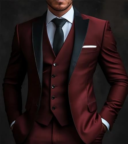 Slim Fit 3 Piece Tux Men's Suits Regular Fit Peak Lapel Tuxedo Wedding Prom2