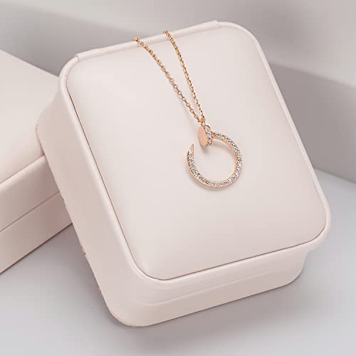Pink Leather Necklace Jewelry Box - Elegant Gift Case for Necklaces, Pendants & Earrings