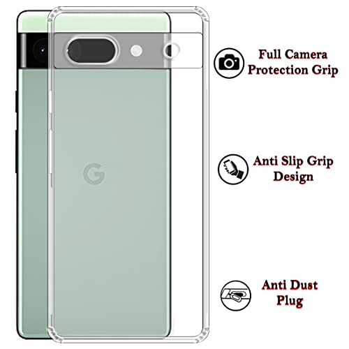 Image of Slim Soft Silicon *Anti Dust Plug* Shockproof Transparent TPU Back Case Cover for Google Pixel 6a 5G - Clear