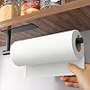 Paper Towel Holder Under Cabinet - Self-Adhesive or Drilling, Matte Black Paper Towel Holder Wall Mount, Towel Rack for Kitchen Organization and Storage, Stainless Steel Kitchen Paper Roll Holder